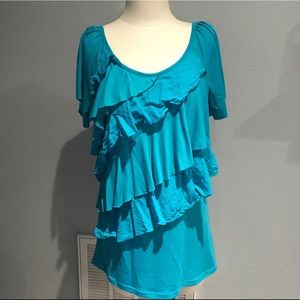 Teal Ruffle Top